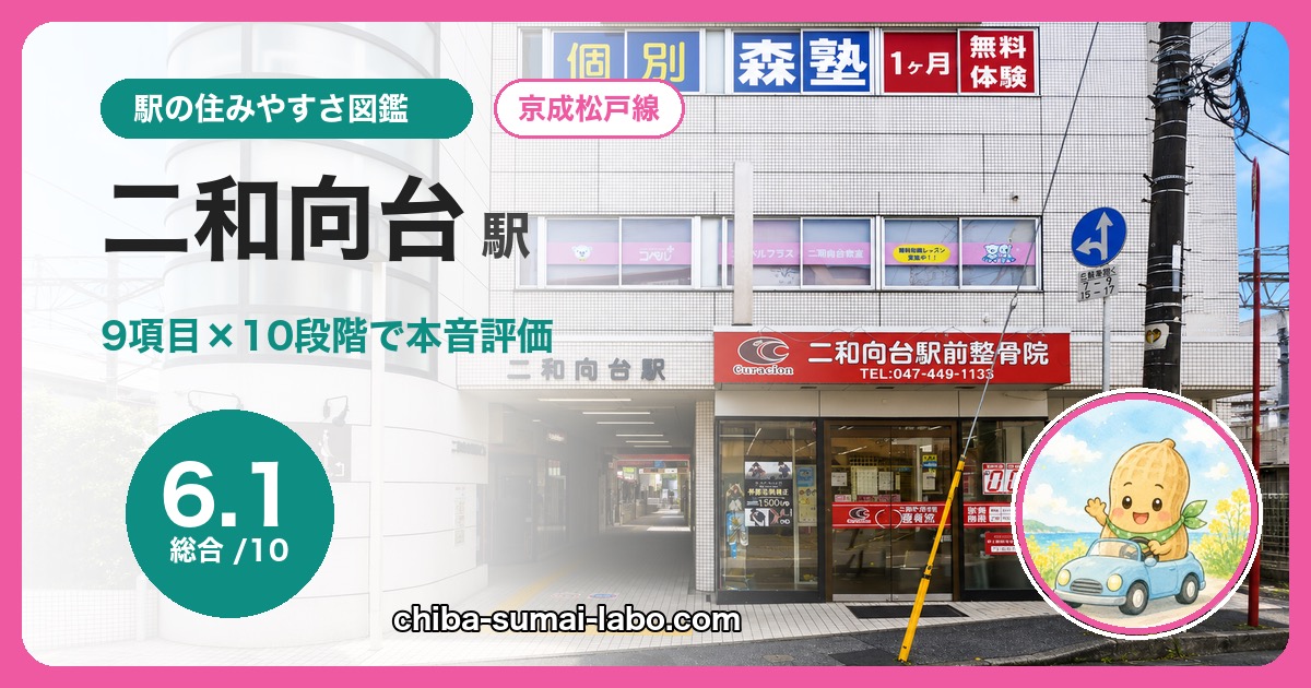 二和向台駅の住みやすさを9項目×10段階で本音評価（総合6.1）