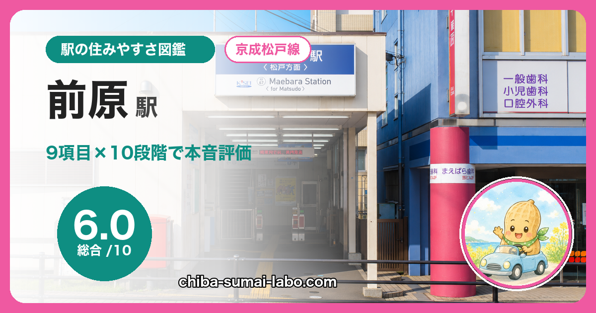 前原駅の住みやすさを9項目×10段階で評価（総合6.0）