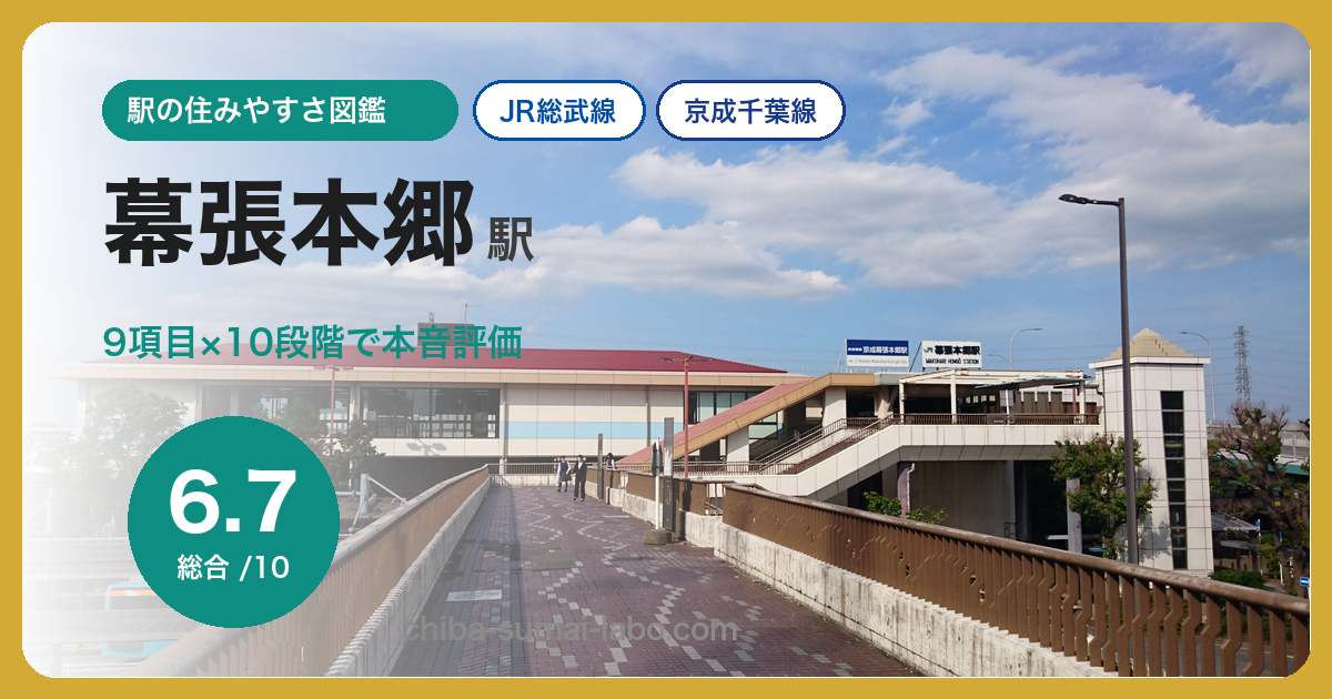幕張本郷駅の住みやすさを9項目×10段階で評価（総合6.7）
