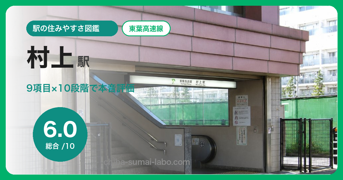村上駅の住みやすさを9項目×10段階で評価（総合6.0）