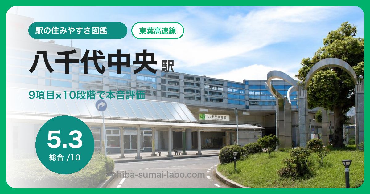 八千代中央駅の住みやすさを9項目×10段階で評価（総合5.3）
